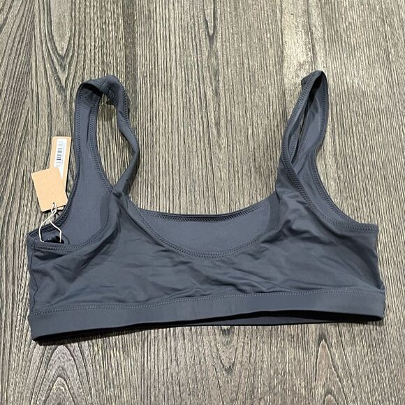 NWT Skims Swimwear Signature Swim Tank Bikini Top Scoop Neck Gunmetal Size Large - Picture 4 of 4